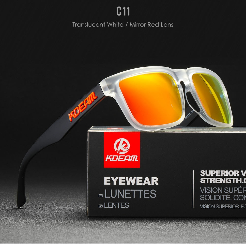 FS Bold Collection Shades | Kdeam Polarized Sunglasses | Translucent White | Mirror Red Lens | Sunglasses | Polarized Sunglasses | Glasses | Shades | Funky Sunglasses | Cheap Sunglasses | Cheap Polarized Sunglasses | Funky Shades | Funky Shadez